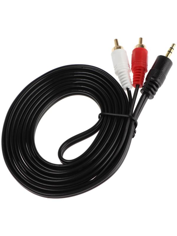 Кабель-переходник аудио ExeGate EX-CCA-458-2.0, Jack 3.5 мм(m)-2xRCA(m), 2 м, черный