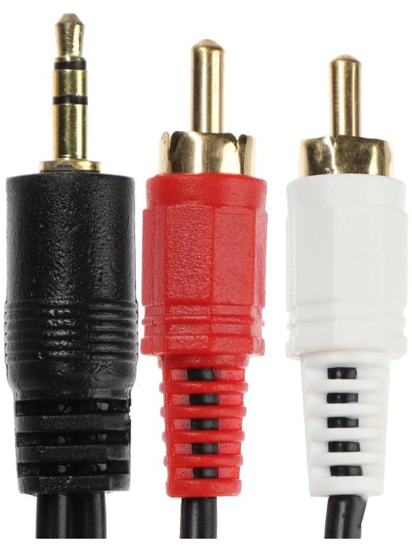 Кабель-переходник аудио ExeGate EX-CCA-458-2.0, Jack 3.5 мм(m)-2xRCA(m), 2 м, черный