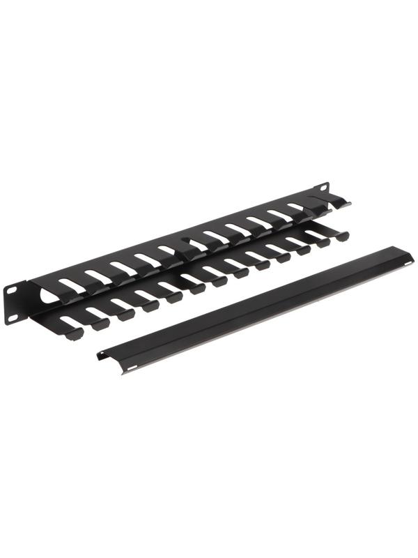 Кабельный органайзер для ПК ExeGate CM19-1U-12M-CV, 2 окна, 12 выходов, металл, чёрный