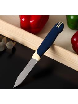 Нож кухонный Tramontina Multicolor, для овощей, лезвие 7,5 см, цвет синий