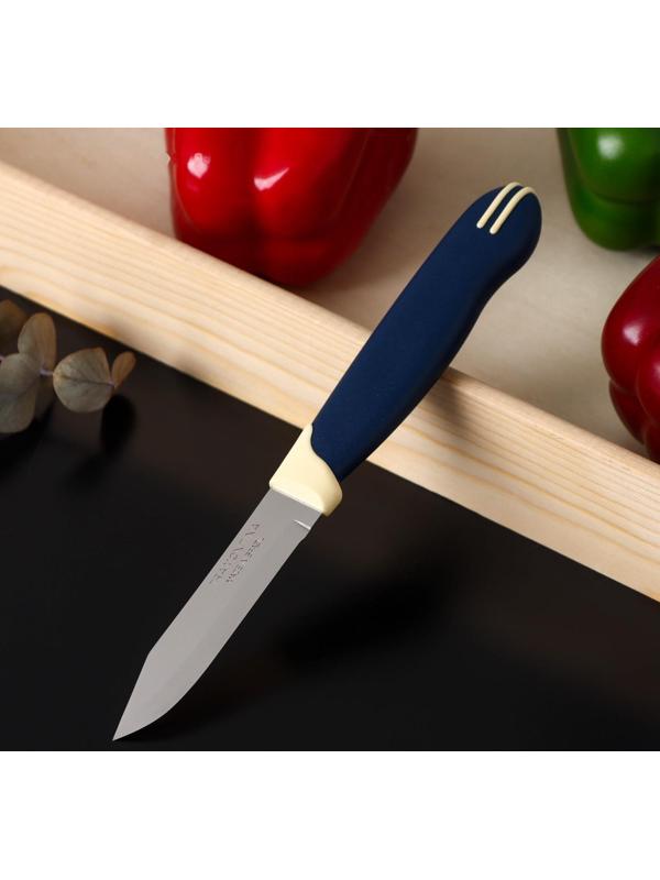 Нож кухонный Tramontina Multicolor, для овощей, лезвие 7,5 см, цвет синий