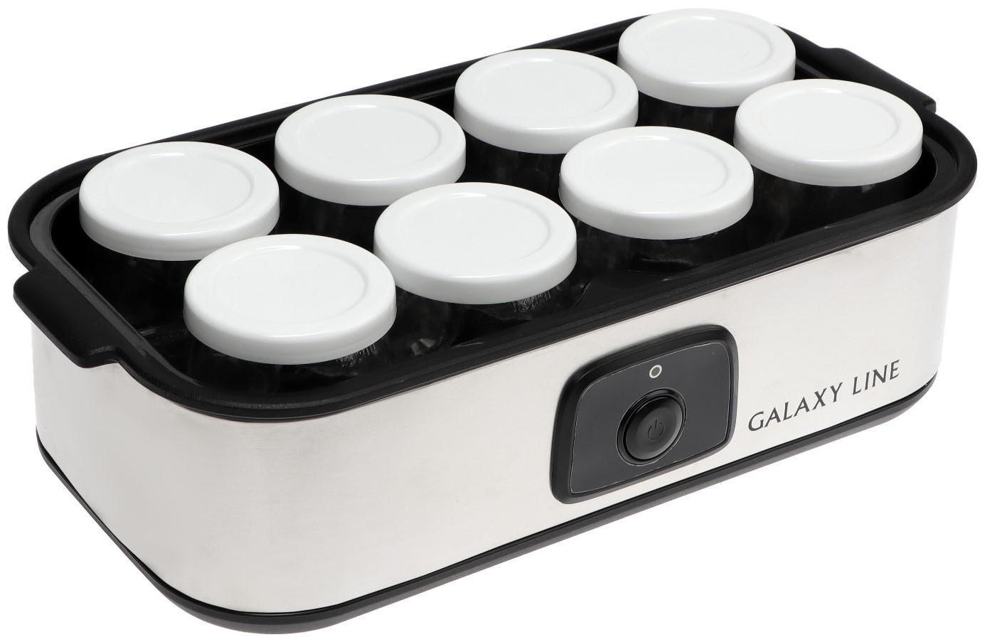 Йогуртница Galaxy GL 2697, 30 Вт, 180 мл, 8 ёмкостей, стекло, серебристая