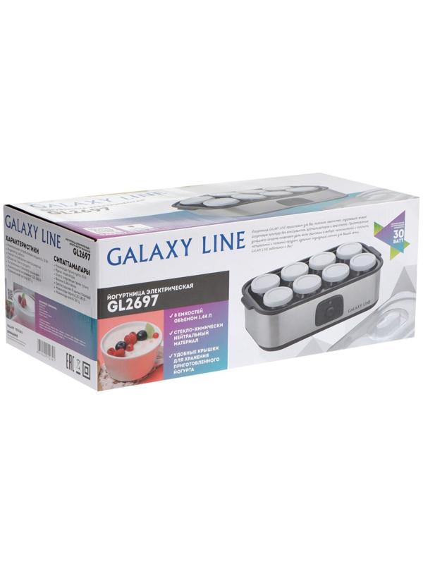 Йогуртница Galaxy GL 2697, 30 Вт, 180 мл, 8 ёмкостей, стекло, серебристая