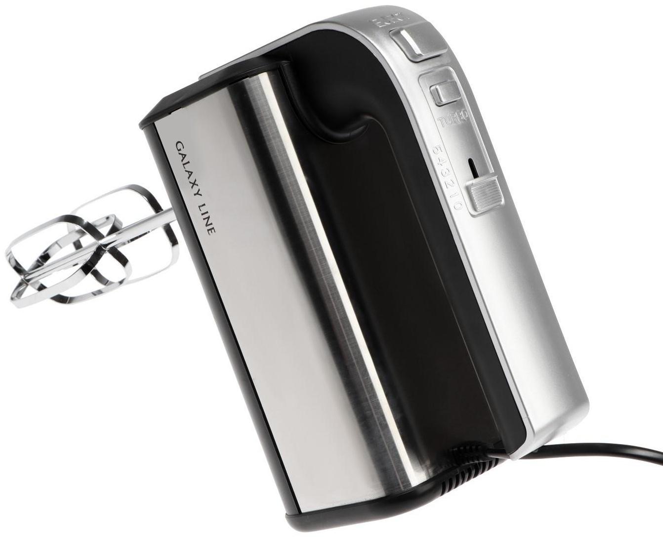 Миксер Galaxy LINE GL 2228, ручной, 700 Вт, 5 скоростей, серебристо-чёрный