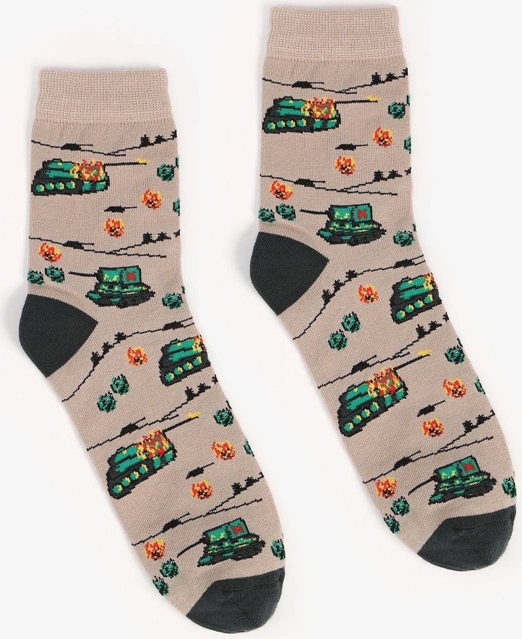 Носки мужские, цвет хакки бежевый/танки, размер 44-45