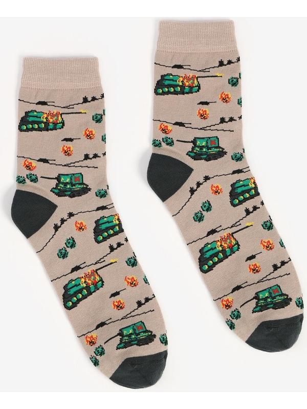 Носки мужские, цвет хакки бежевый/танки, размер 44-45