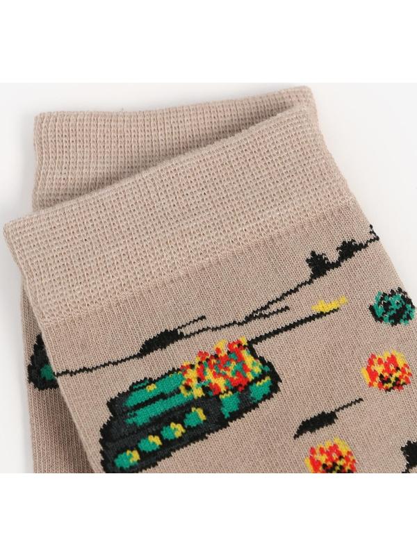 Носки мужские, цвет хакки бежевый/танки, размер 44-45