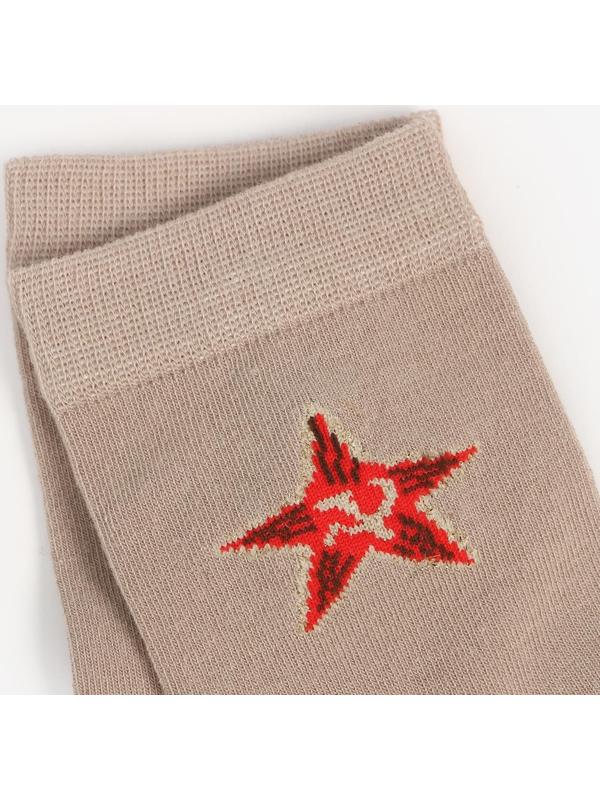 Носки мужские, цвет хакки бежевый/звезда, размер 44-45