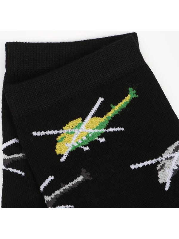 Носки мужские, цвет чёрный/вертолеты, размер 42-43