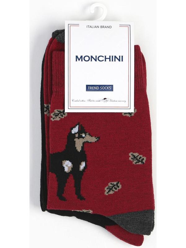 Набор носков мужских (2 пары), цвет бордовый/чёрный, размер 42-43