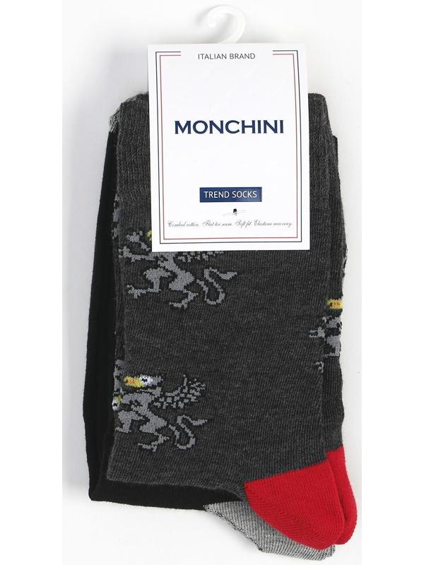 Набор носков мужских (2 пары), цвет чёрный/серый, размер 42-43