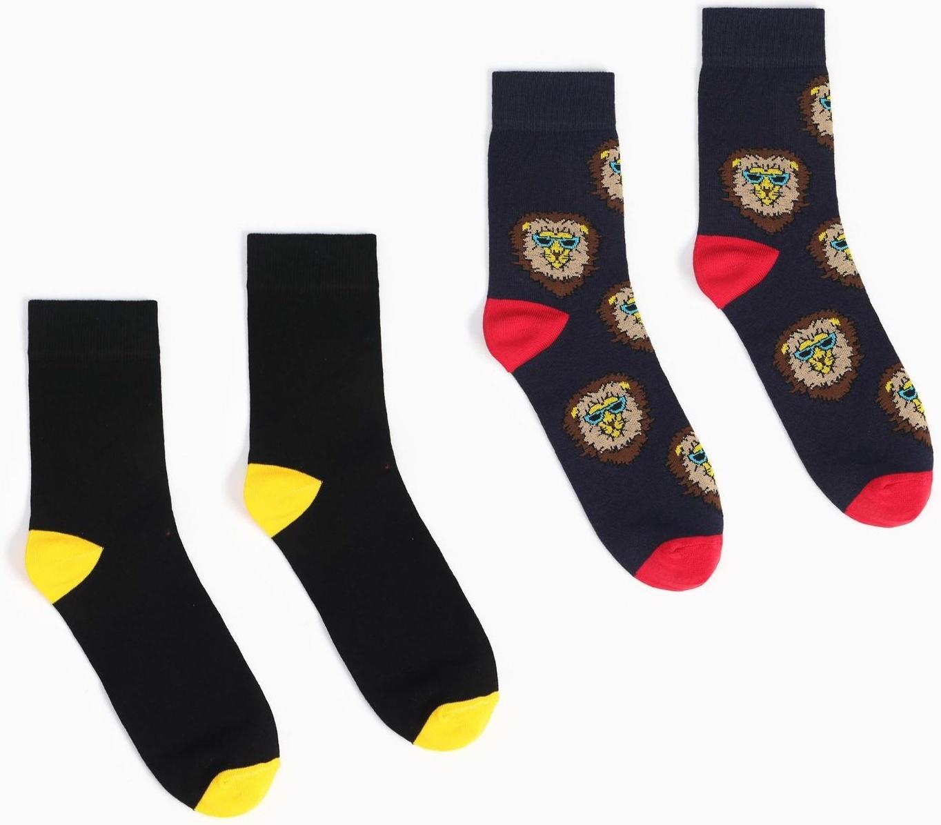 Набор носков мужских (2 пары), цвет синий/чёрный, размер 42-43