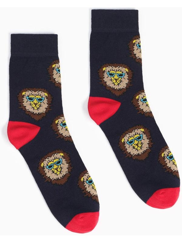 Набор носков мужских (2 пары), цвет синий/чёрный, размер 42-43