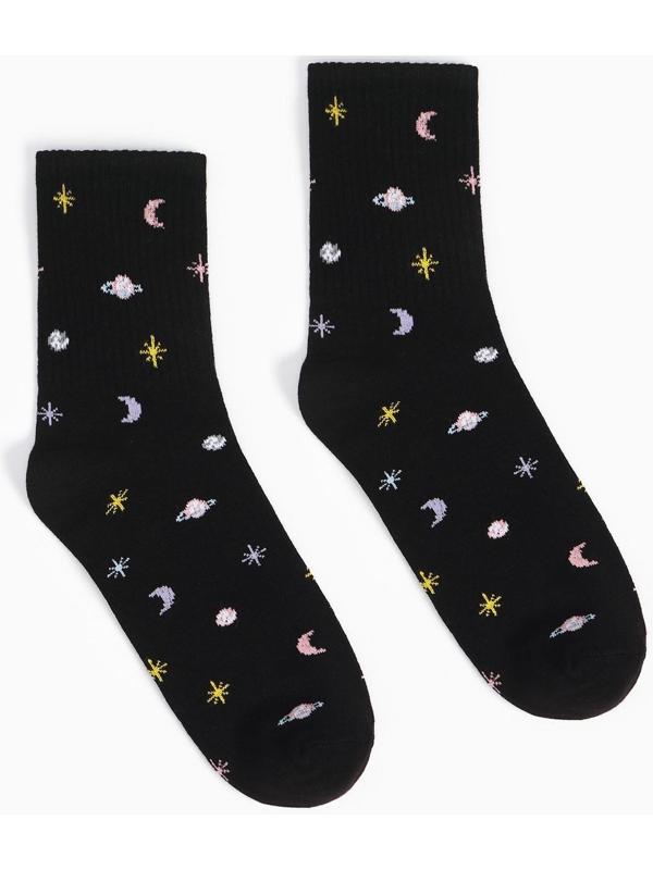 Носки женские, цвет чёрный/космос, размер 38-40