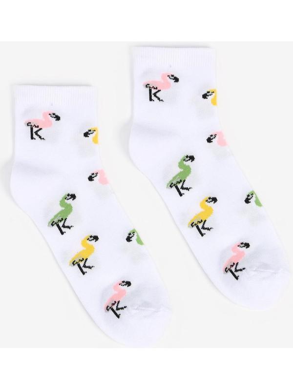 Носки женские, цвет белый/фламинго, размер 38-40