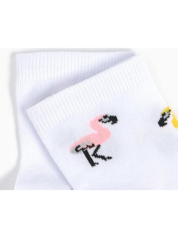 Носки женские, цвет белый/фламинго, размер 38-40