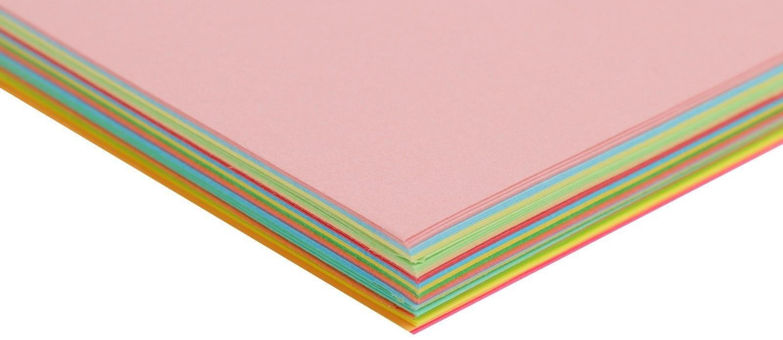 Бумага цветная А4 100л Calligrata Пастель + интенсив + неон + умеренный МИКС 20цв 80г/м2