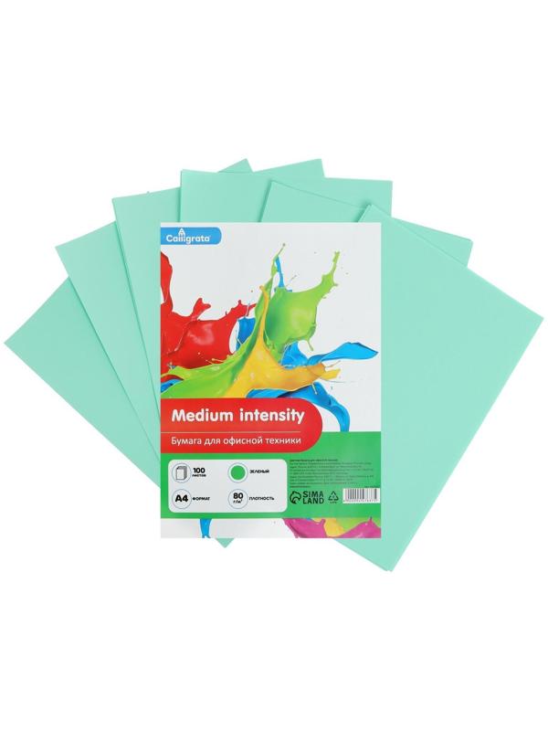 Бумага цветная А4 100л Calligrata Умеренный интенсив Зеленый 80г/м2