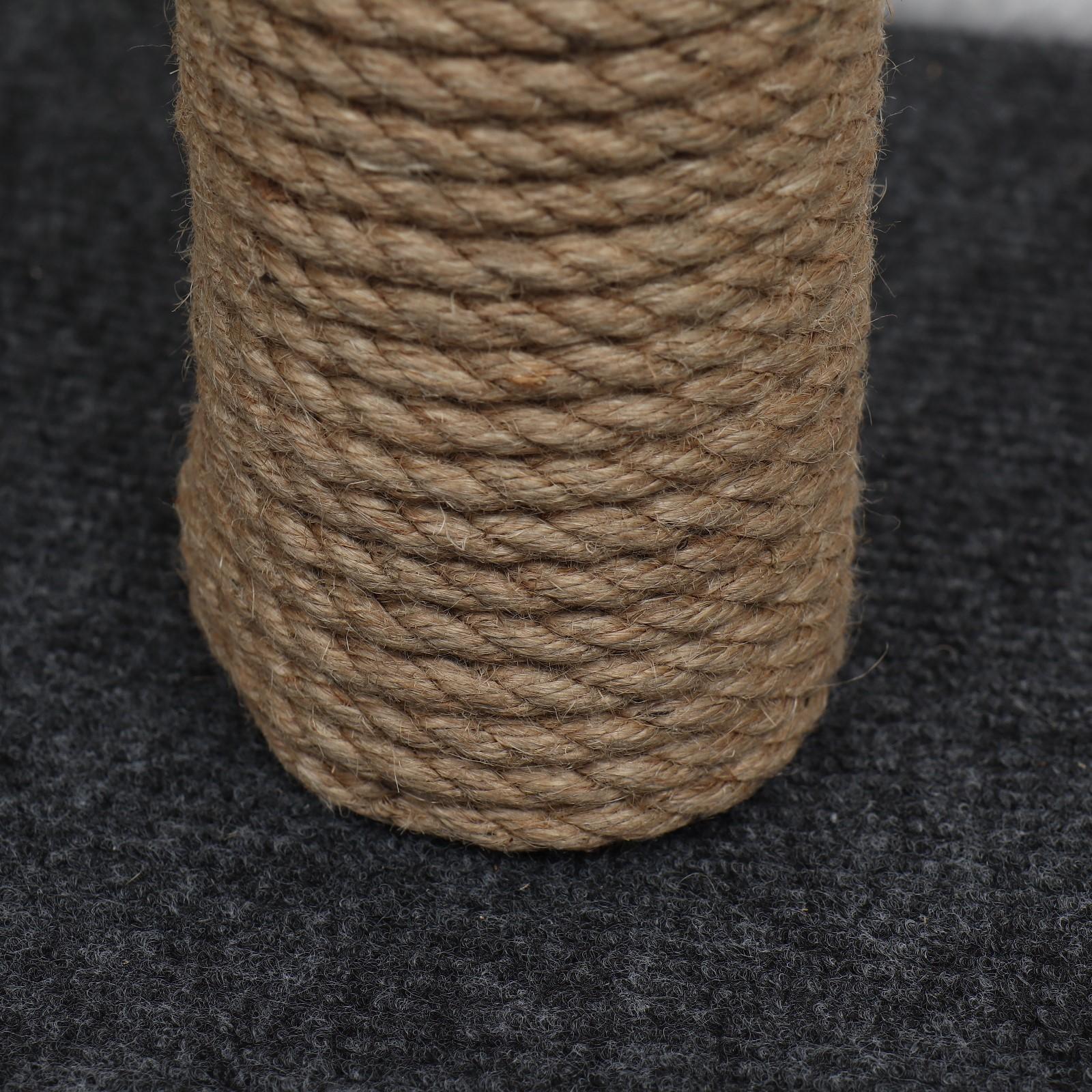 Домик для животных с полкой, джут, 32 х 32 х 64 см, серый