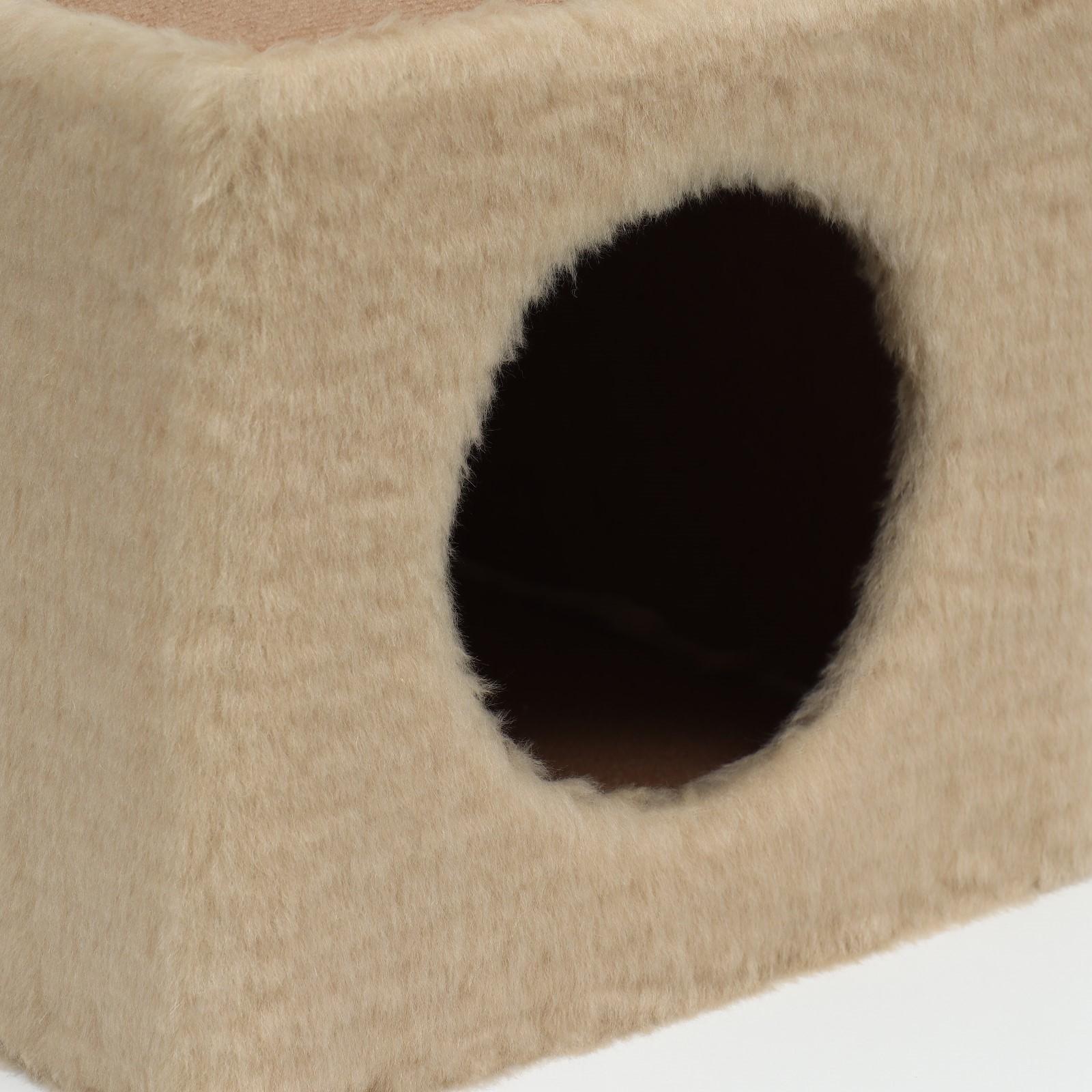 Домик для животных с полкой, джут, 32 х 32 х 64, бежевый