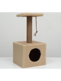 Домик для животных с полкой, джут, 32 х 32 х 64, бежевый