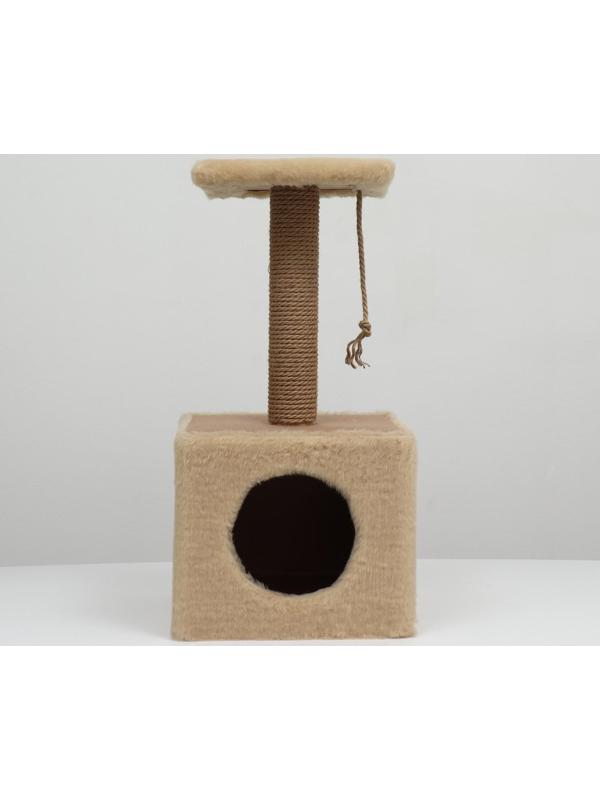 Домик для животных с полкой, джут, 32 х 32 х 64, бежевый