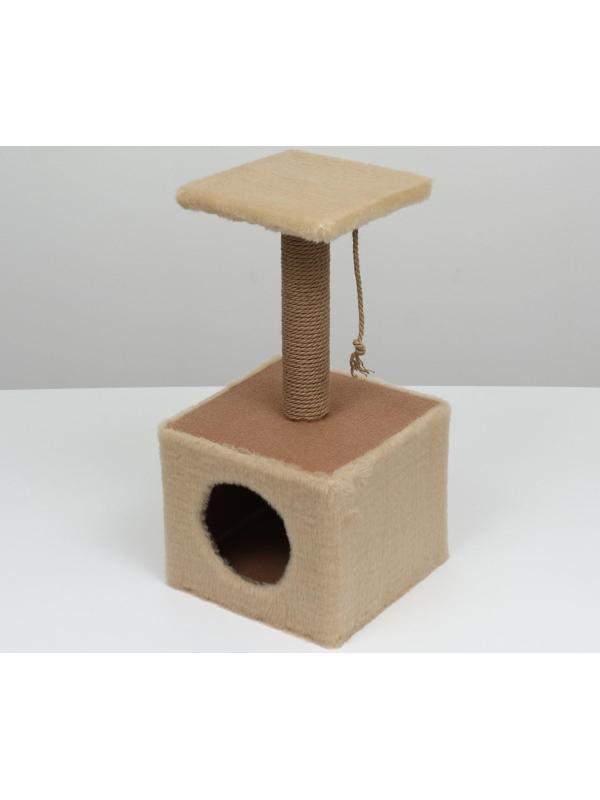 Домик для животных с полкой, джут, 32 х 32 х 64, бежевый