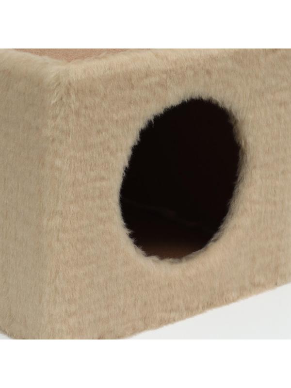 Домик для животных с полкой, джут, 32 х 32 х 64, бежевый