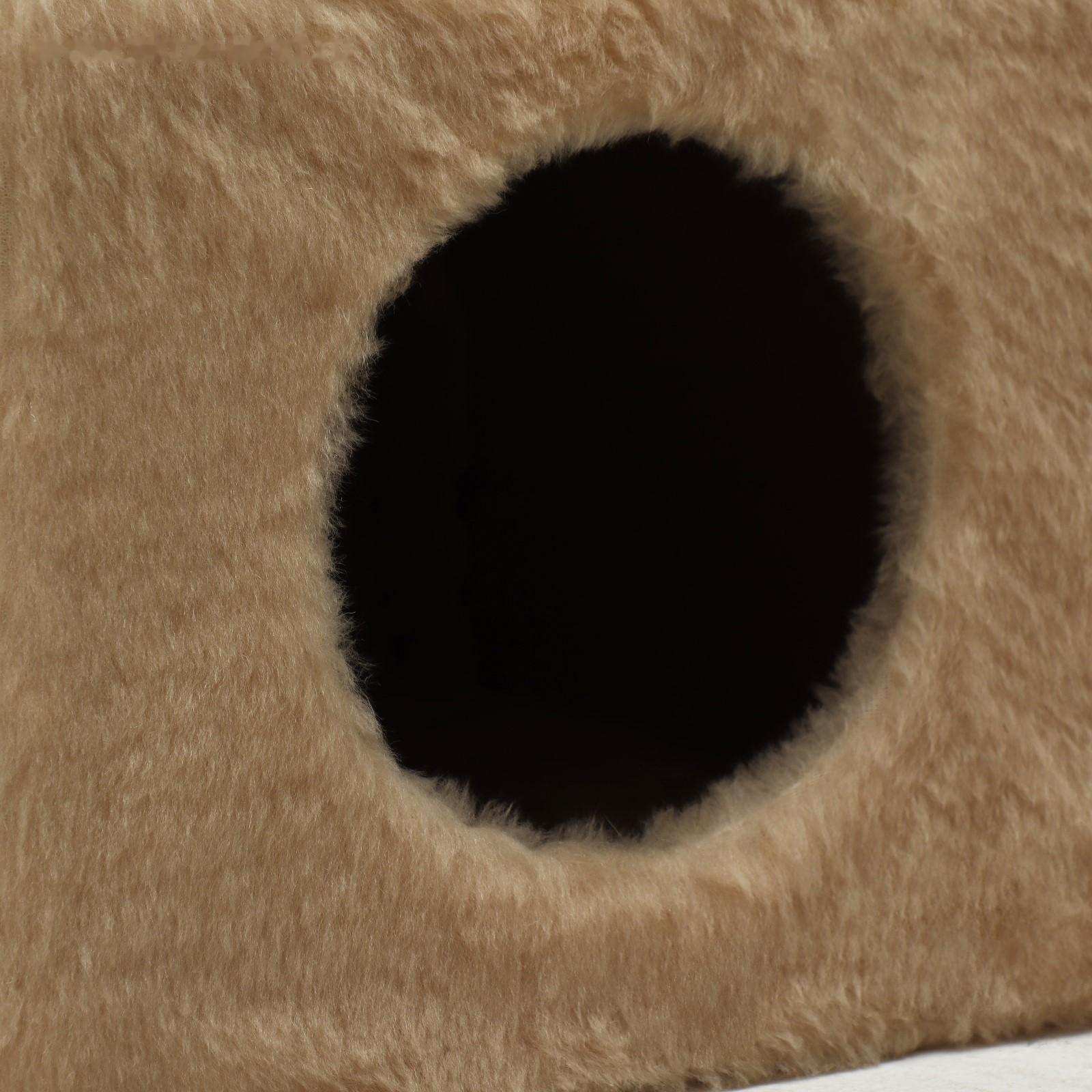 Домик для кошек с двумя полками и ковролином, джут, 37 х 37 х 111 см, бежевый