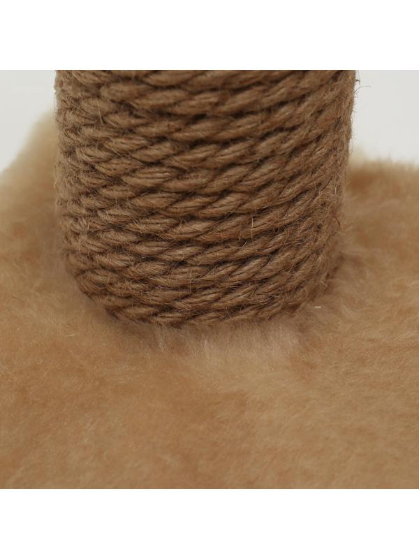 Домик для кошек с двумя полками и ковролином, джут, 37 х 37 х 111 см, бежевый