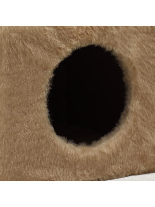 Домик для кошек с двумя полками и ковролином, джут, 37 х 37 х 111 см, бежевый