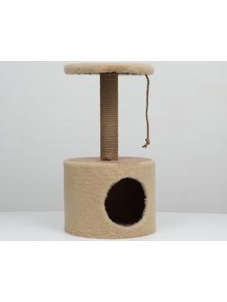 Домик с когтеточкой круглый, джут, 35 х 35 х 64 см, бежевый