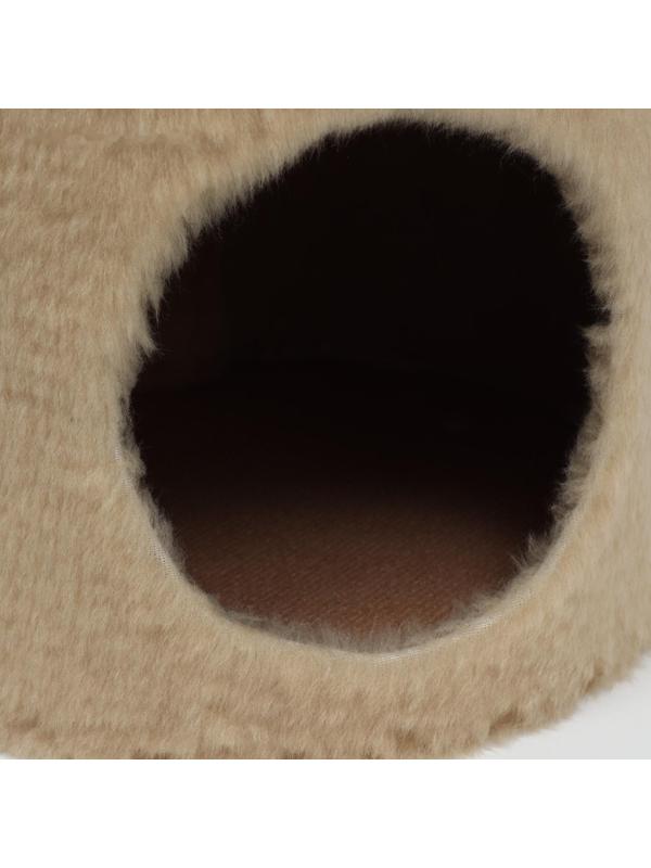 Домик с когтеточкой круглый, джут, 35 х 35 х 64 см, бежевый