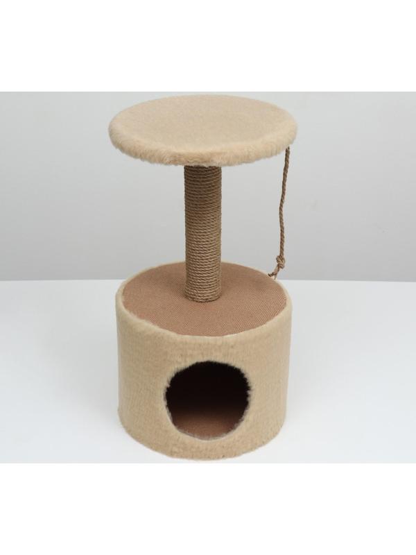Домик с когтеточкой круглый, джут, 35 х 35 х 64 см, бежевый
