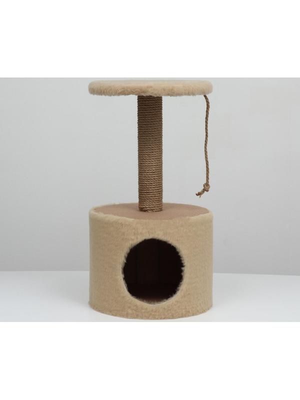 Домик с когтеточкой круглый, джут, 35 х 35 х 64 см, бежевый
