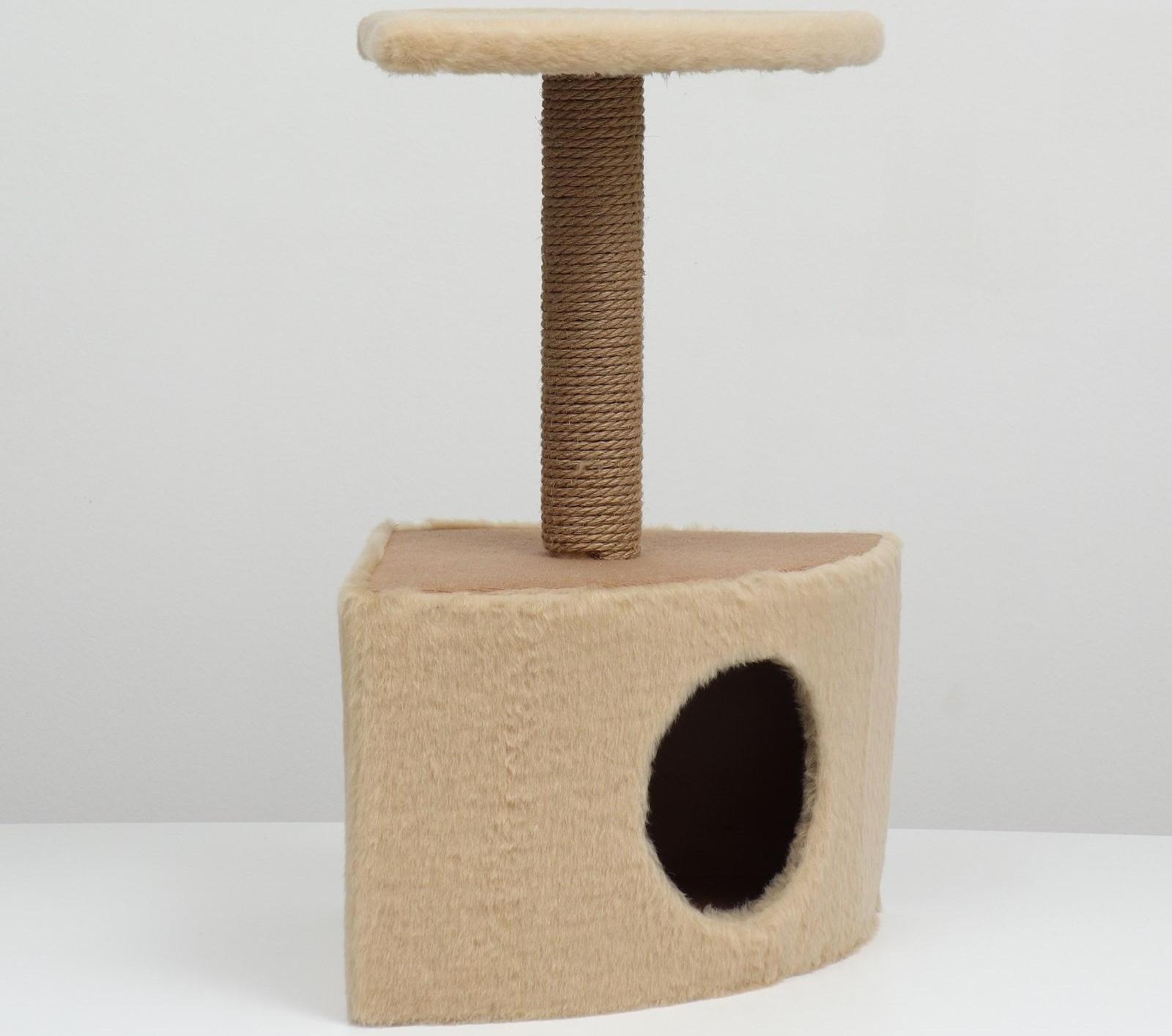 Домик угловой для животных, джут, 35 х 35 х 64 см, бежевый