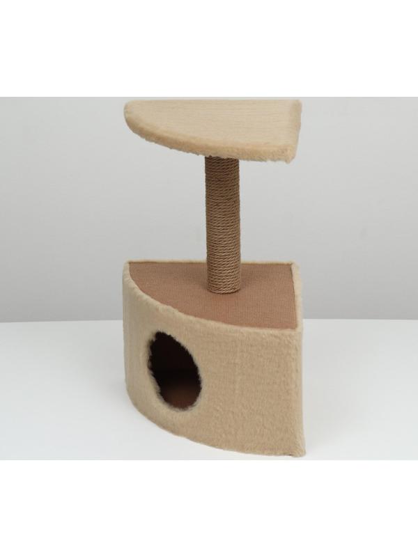 Домик угловой для животных, джут, 35 х 35 х 64 см, бежевый