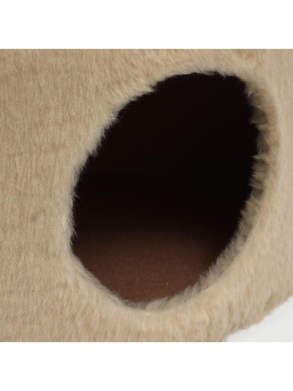 Домик угловой для животных, джут, 35 х 35 х 64 см, бежевый