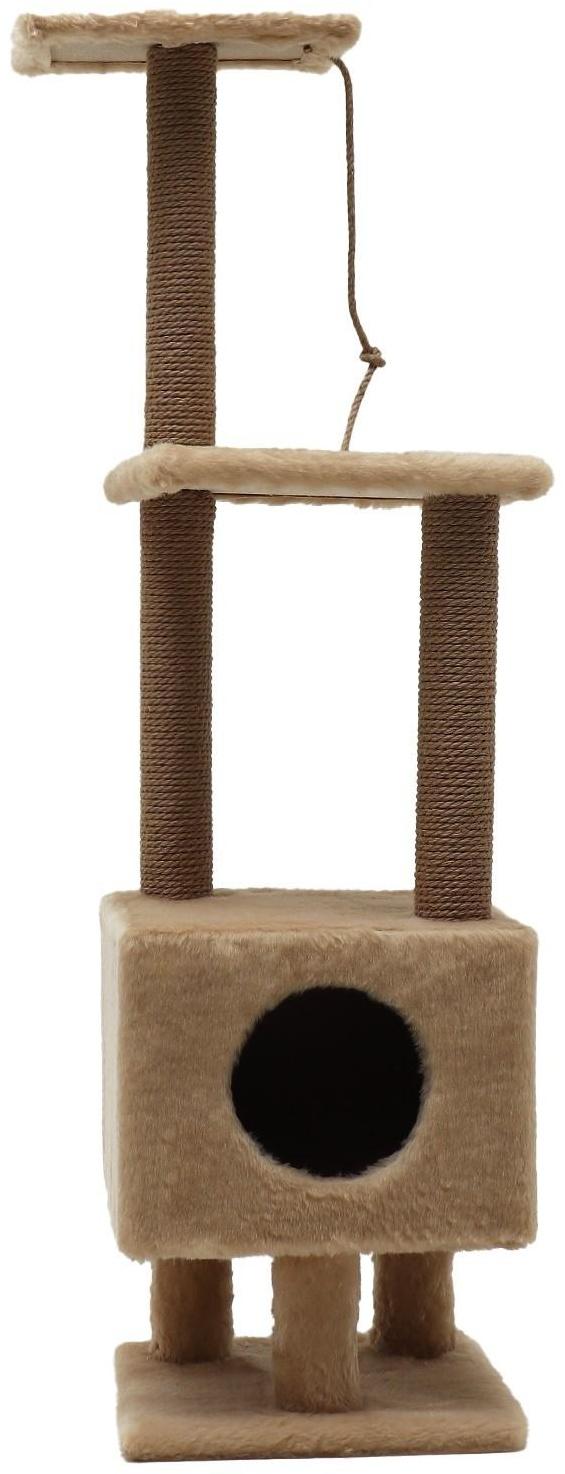 Комплекс с домиком и 2 полками на основании, джут, 37 х 37 х 120 см, бежевый