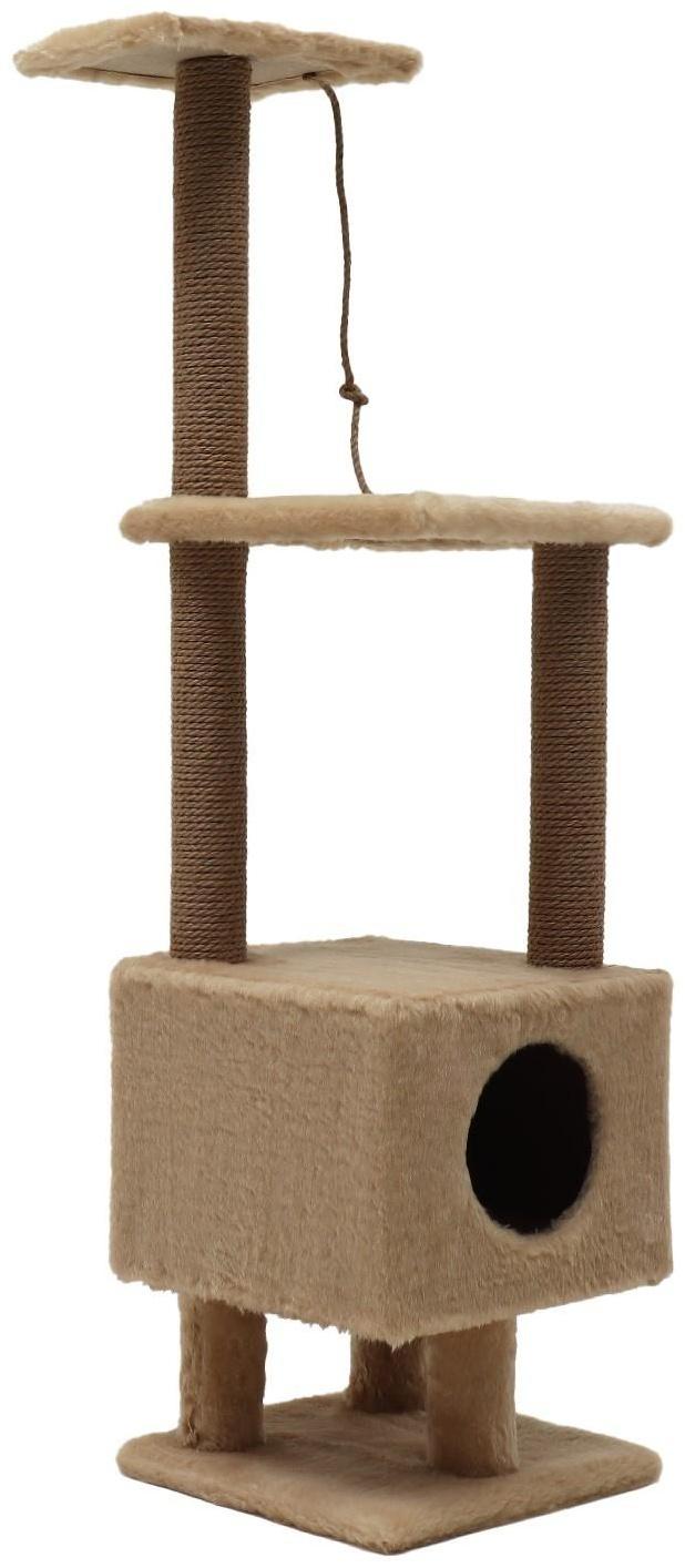 Комплекс с домиком и 2 полками на основании, джут, 37 х 37 х 120 см, бежевый