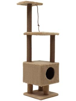 Комплекс с домиком и 2 полками на основании, джут, 37 х 37 х 120 см, бежевый