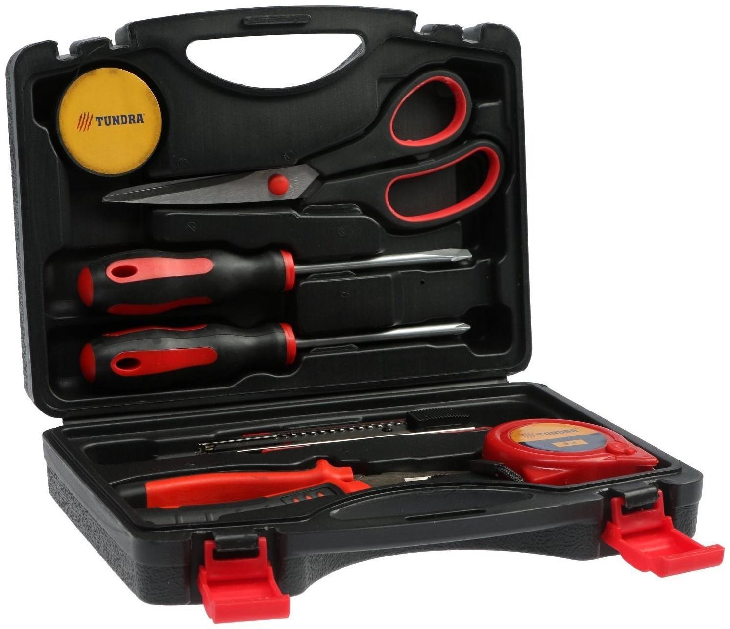 Набор инструментов в подарочном кейсе к 23 февраля ТУНДРА, 7 предметов