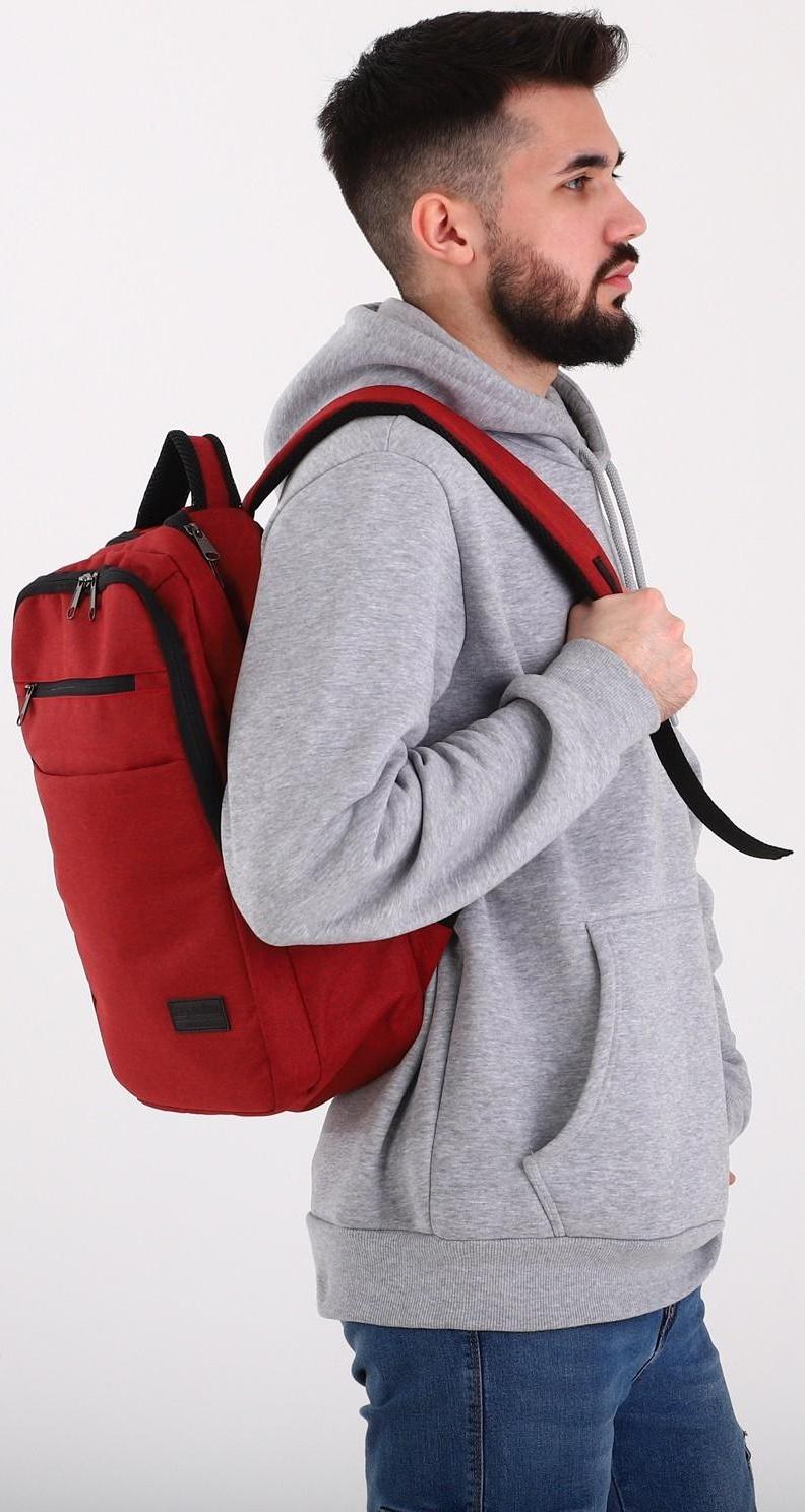 Рюкзак на молнии, наружный карман, цвет красный