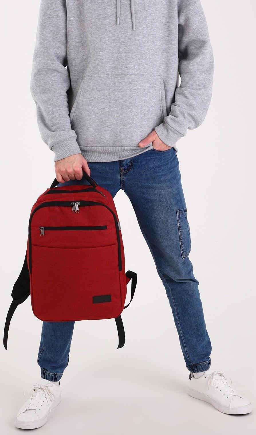 Рюкзак на молнии, наружный карман, цвет красный