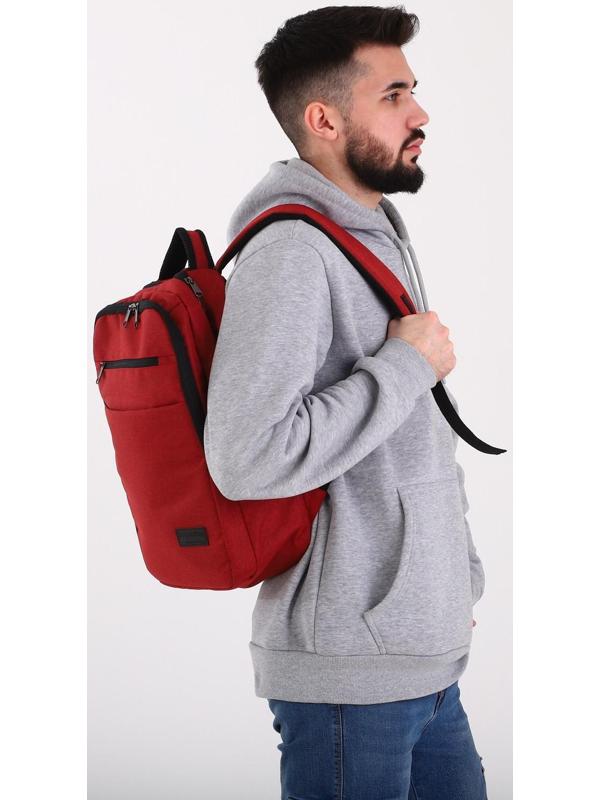 Рюкзак на молнии, наружный карман, цвет красный