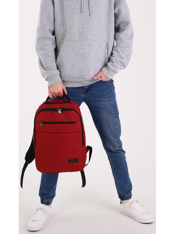 Рюкзак на молнии, наружный карман, цвет красный