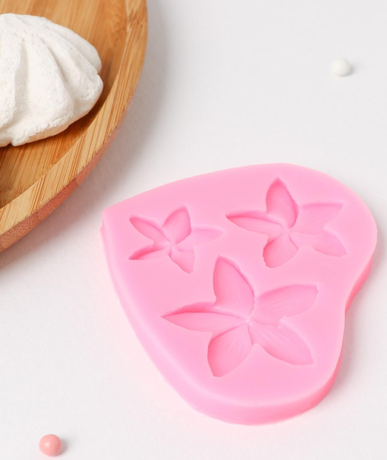 Молд «Плюмерия», 9×8×0,8 см, цвет розовый