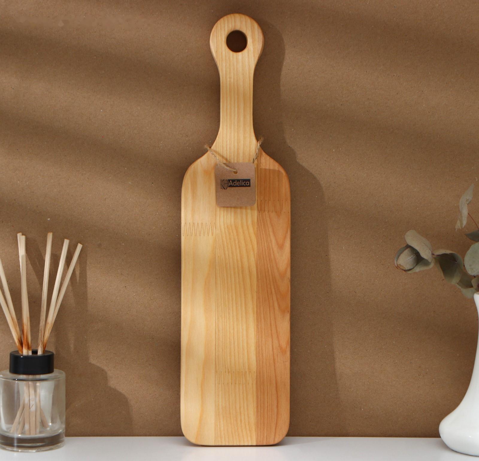 Доска разделочная Adelica, пропитана минеральным маслом, с шильдиком, 40×10×1,8 см, береза