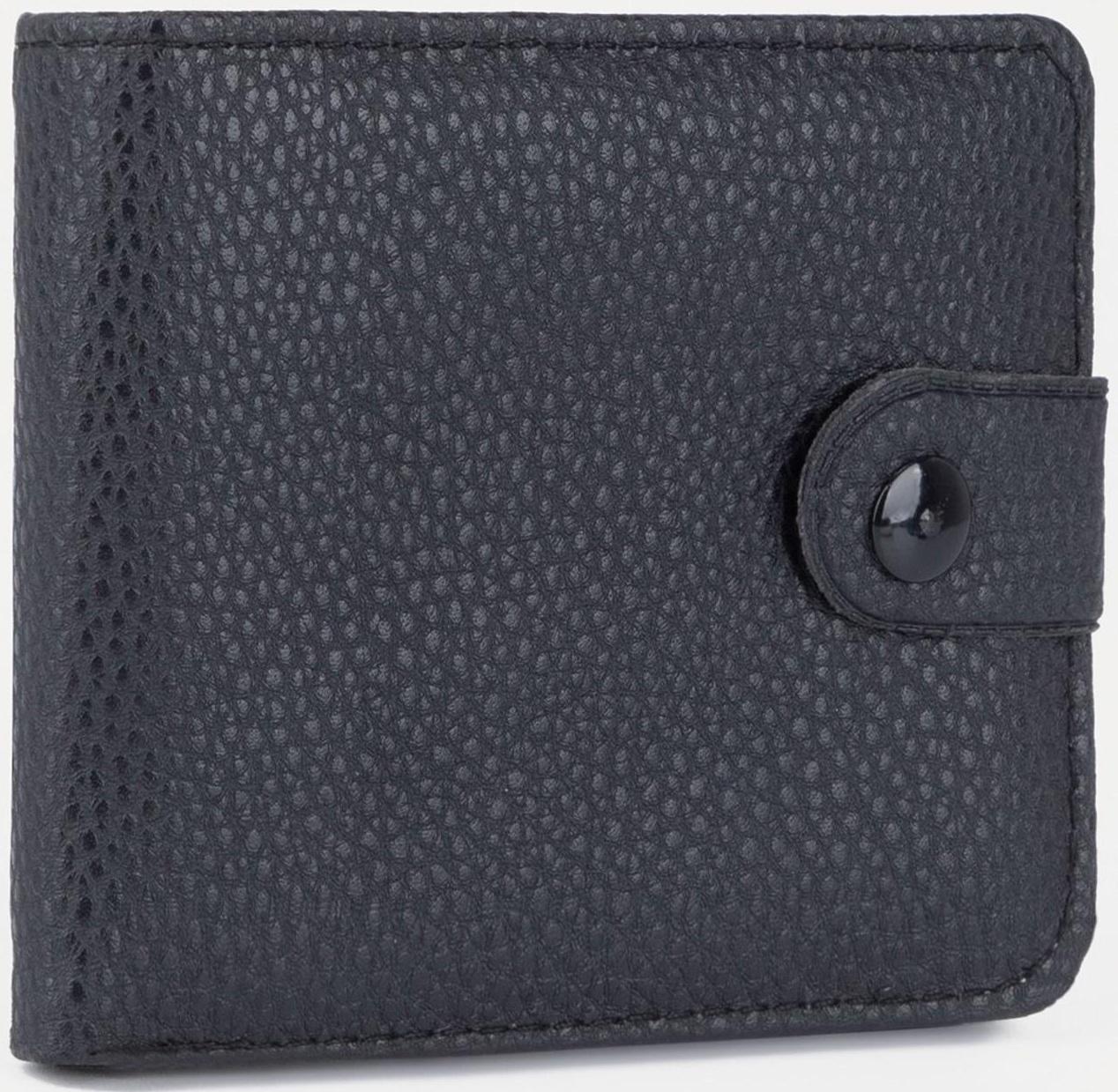 Портмоне на кнопке, для купюр, для карт, цвет чёрный