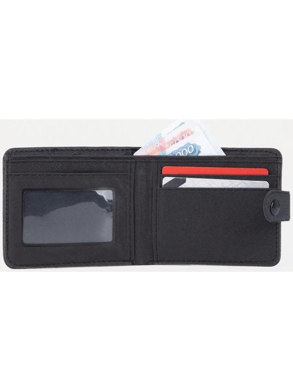 Портмоне на кнопке, для купюр, для карт, цвет чёрный